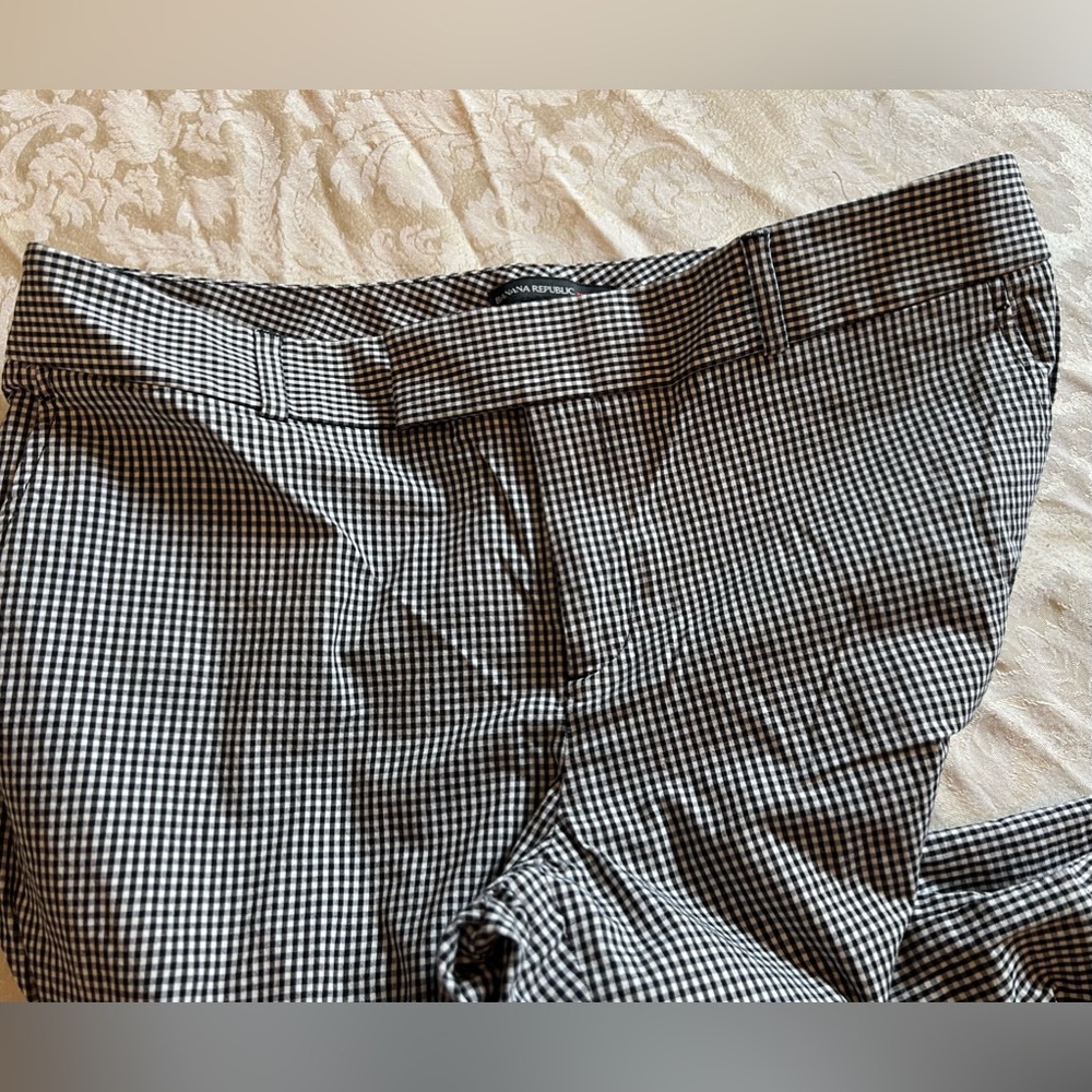 Women’s Banana Republic Black and White Gingham Check Cropped Pants Cotton - Picture 2 of 6